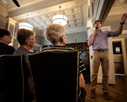 Rob Sand, the Democratic candidate for governor, speaks during a town hall at Lucile's in The Continental Hotel in Centerville, Iowa, on Monday, June 29, 2026. 6-29: Rob Sand Townhall