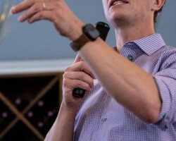 Rob Sand, the Democratic candidate for governor, speaks during a town hall at Lucile's in The Continental Hotel in Centerville, Iowa, on Monday, June 29, 2026. 6-29: Rob Sand Townhall
